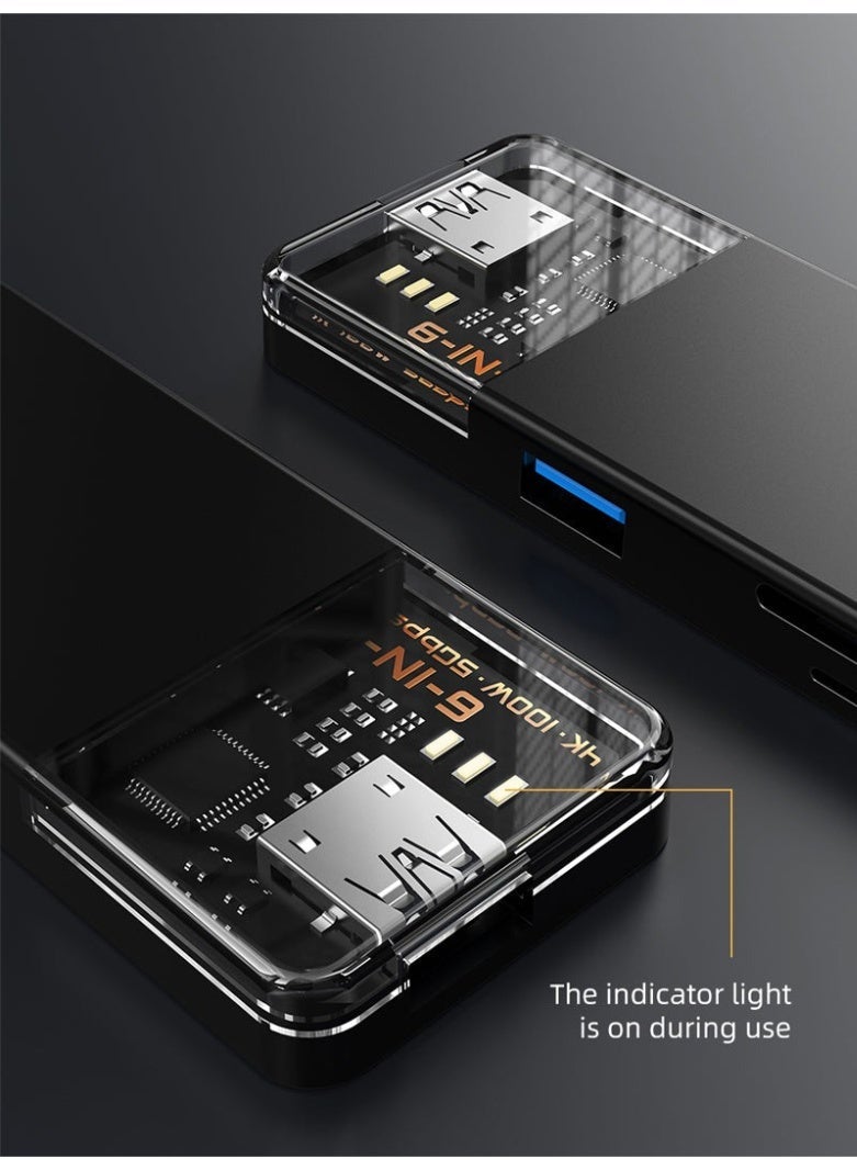 كابل تايم موزع منافذ USB من النوع C متعدد المنافذ 6 في 1 مع منفذ HDMI بدقة 4K وتوصيل طاقة بقدرة 100 واط | 0.2 متر - Image 4